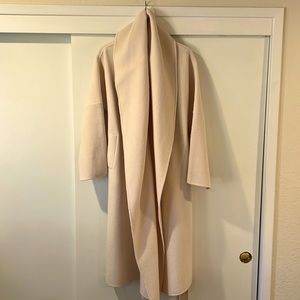 Wool crème felted wrap coat